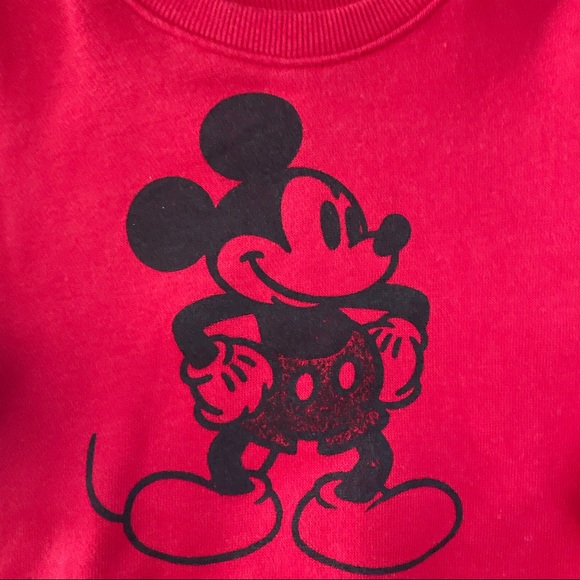Disney baby red soft fleece Mickey Mouse crewneck sweatshirt 12 months - Picture 3 of 4